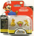 World of Nintendo New Super Mario Bros 2 Gold Series Pack 3 Figurines Neuf