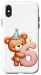 Coque pour iPhone X/XS Ours en peluche marron pour 6ème anniversaire