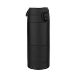 Ion8 Insulated Travel Mug, Leak Proof, Triple Lock Secure, Spill-Free in Transit, Hygienic Cover, Easy-to-Clean, Perfect On-The-Go, Black, Stainless Steel