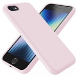 TAXXOE Liquid Silicone Case Compatible with iPhone SE 2020/2022, iPhone 8/7, 4.7 Inch, Soft-Touch, Shockproof, DustProof, Antiskid Full Body Phone Cover for iPhone SE - Pink White