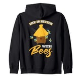 Life Is Better With Bees Beekeeping Hive Zip Hoodie