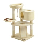 Feandrea Arbre à Chat, Tour de Jeux pour Chat, avec Plateforme et Niche, Rampe à Gratter, Multiniveaux, pour Chats Jusqu’à 7 Kg, 49 x 49 x 95 Cm, Facile à Monter, Beige PCT40M