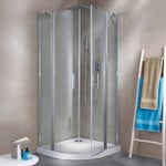 Schulte - Accès d'ange arrondi avec portes de douche pivotantes, 90 x 90 x 190 cm, verre transparent 5mm, profilé aspect chromé, Reverso