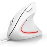 TECKNET Souris Ergonomique Filaire, 6400 DPI Souris Verticale Filaire, Câble USB 1,5 m, 6 Boutons pour PC, Ordinateur, Portable, Mac - Blanc