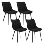 WOLTU Chaise de Salle à Manger Lot de 4, Moderne Chaise de Cuisine, Chaise scandinave, Chaise Coiffeuse, pour Salle de Séjour, Chambre à Coucher, Cuisine, en Lin et métal Noir BH208sz-4