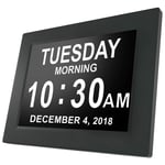 Horloge Calendrier avec Date Jour Heure Grande Police Alarme Auto Dimming pour Les Personnes Âgées /