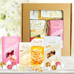 White Chocolate Hamper for Gifts - Assortment of Strawberries & Cream Truffles 200g, White Chocolate Truffles 200g, Les Grandes with Almonds 150g & Smooth 100g Chocolate Bars. Chocolate Gifts for Mum