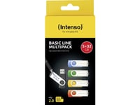 Intenso Usb-Stick 5Er Pack Basic Line 5 X 32 Gb Usb-Flashdrev 32 Gb Gul, Grøn, Blå , Orange, Sort 3503585 Usb 2.0