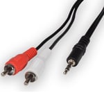 3.5mm Mini Headphone Stereo Jack to 2 RCA Phono Plugs Aux Audio Cable Lead 1.2m