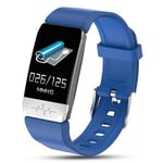 Smartwatch IP67 blue silicone bracelet fréquence cardiaque podomètre température corporelle