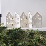 Ginger Ray NN-157 Maisons en Bois Lumineuses idéales pour Une cheminée ou Une décoration d'intérieur à Noël, Blanc