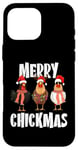 Coque pour iPhone 16 Pro Max Merry Chickmas Chapeau de Père Noël lumineux Motif poule