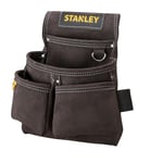 Stanley Stst1-80116 Porte-Outils En Cuir - 4 Poches - Accroche Spéciale Mètre - Renforts Par Rivets - Double Couture Piquée - Passage Lare Pour Ceinture - 30 X 7 X 33 Cm