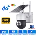 Camera de Surveillance Solaire Exterieure ptz 3MP 4G Sim-carte Audio Bidirectionnel Protection cctv Blanc