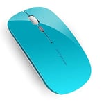 Uiosmuph Q5 Souris sans Fil Rechargeable, Ultra-Mince Optique Mouse Silencieux 1600 DPI Réglable Wireless Mouse pour Ordinateur, PC, Portable, MacBook (Bleu)