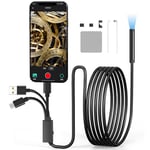 UXEN Endoscope Inspection Camera - USB Endoscope Camera Flexible Rigid Snake Camera with 6 LED Lights, 8mm IP67 Waterproof Tube Sink Pipe Drain Camera for iOS/Android Phone, iPad, Window, 9.84FT