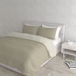 Italian Bed Linen Duvet Cover Set, Cotton, Taupe/Cream, Queen-Size Bed