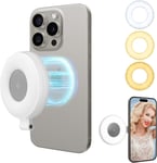 Ring Light Telephone Avec Magsafe Anneau Lumineux Avec 3 Couleurs Et 2 Niveaux De Luminosité Ajustables,Mini Lumiere Video Led Rechargeable & Portable Pour Les Appels Vidéo Et Le M[YIN142977]