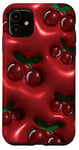 Coque pour iPhone 11 Motif cerises rouges 3D gonflées