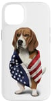 Coque pour iPhone 14 Plus Beagle Dog Patriot Wrap dans le drapeau des USA American Spirit