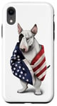 Coque pour iPhone XR Bull Terrier Dog Patriot Wrap dans le drapeau des États-Unis Amérique