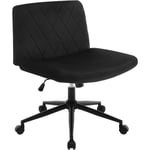 Woltu - Chaise de Bureau en Velours, Chaise de Bureau Ergonomique Hauteur Réglable, Chaise à Roulette, Chaise Coiffeuse, Noir