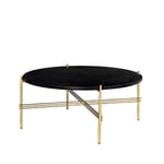 GUBI TS Round coffee table Black marquina marble, ø80, brass stand