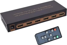 5 Ports Hdmi 2.0 Switcher Avec Télécommande 4K@ 60Hz 5X1 Hdmi Switch 3D Hdr Uhd 5 Entrée 1 Sortie Pour Tv Computers Laptops Blu-Ray Ps3/Ps4 Xbox