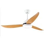 Haloyo - Ventilateur Plafond avec Lumiere ®,ventilateur de plafond en bois à 3 pales, 6 Vitesses,Couleur blanc et bois