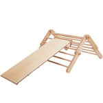 Ette Tete Mopitri Triangle d'escalade en bois avec toboggan Structure / Cadre d'escalade Montessori intérieur avec rampe pour enfants Modifiable avec