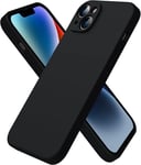 Coque Iphone 14 Plus, Coque Silicone Liquide Pour Iphone 14 Plus (6.7''), Avec 1 Verre Trempé, Surélevée Pour Écran & Caméra, Case Maxtection Complète 360 Degré, Coque En Silicone-Noir