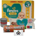 AETN Creations New Baby Jumbo Pampers Premium Bundle Size 2 - Diaper, Wipes, Bag