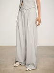 Mango Hortens Stripe Wide Leg Trousers, Pastel Blue