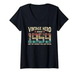 Womens Vintage Hero Born 1959 The Journey Has Just Begun Birthday V-Neck T-Shirt