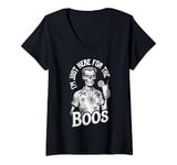 Womens Summerween I'm Just Here For The Boos Funny Zombie Cocktail V-Neck T-Shirt