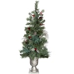 WeRChristmas 3.5 ft Pre-Lit Potted Holly Berry Decorated Christmas Tree with 42-LED Lights, Silver