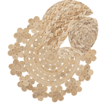 Tapis Boho Rond Diamètre 120 cm en Jute Tressée Beige Birecik