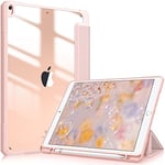 FINTIE Hybrid Case Compatible with iPad Air 3rd Generation 2019 / iPad Pro 3rd Generation 2017, 10.5-inch Built-in Pencil Holder Shockproof Cover with Clear Transparent Back Shell, Rose Gold