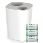 Joseph Joseph Split™ 8 Waste & Recycling Bathroom Bin–White&Grey & 150 x 6L Bags