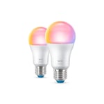 WiZ Smart LED-ljuskälla E27 8,5W 806lm RGB 2-pack