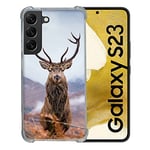 Cokitec Coque Renforcée en Verre Trempé pour Samsung Galaxy S23 Chasse Chevreuil Montagne