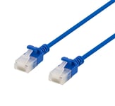 deltaco U/UTP Cat6a patch cable, slim, 3.5mm diameter, 0.5m, blue