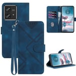 GOTOURED for Moto Edge 40 Neo Wallet Case,2023 Leather Stand Card Holder,Wrist Strap,Magnetic Closure,Shockproof Protective Kickstand Flip Cover Basic Cases (Blue)