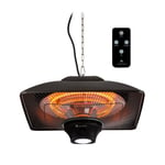 Electric Hanging Patio Heater 2000 W Remote Carbon Outdoor Infrared Heater Black