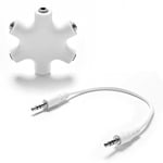 OcioDual Adaptateur Splitter Audio Jack 3.5mm avec Câble pour Smartphone MP3 iPod Tablette Blanc