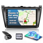 Hikity 9" Android Autoradio Wireless Carplay pour Mazda 6 2007-2012 2+64G Autoradio Bluetooth 2 Din avec GPS WiFi EQ Lien Miroir Android Auto SWC FM RDS Autoradio pour Mazda 6 +Dashcam