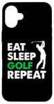 Coque pour iPhone 16 Plus Eat Sleep Golf Repeat, Golf Tshirt for Women, Men, Golf Tee