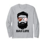 Football Baseball Dad Messy Hair Beard Football Baseball Dad Long Sleeve T-Shirt