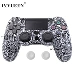 Valkoinen Leaf-19 Colors Silikoni Camo Suojakotelo Sony Dualshock 4 PS4 DS4 Pro Slim Controller peukalokahvat Joystick Caps