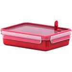 Emsa - 517776 - Boîte à Micro-ondes- Lunchbox- 1,2 Litre- Rouge/Transparent- Clip & Micro